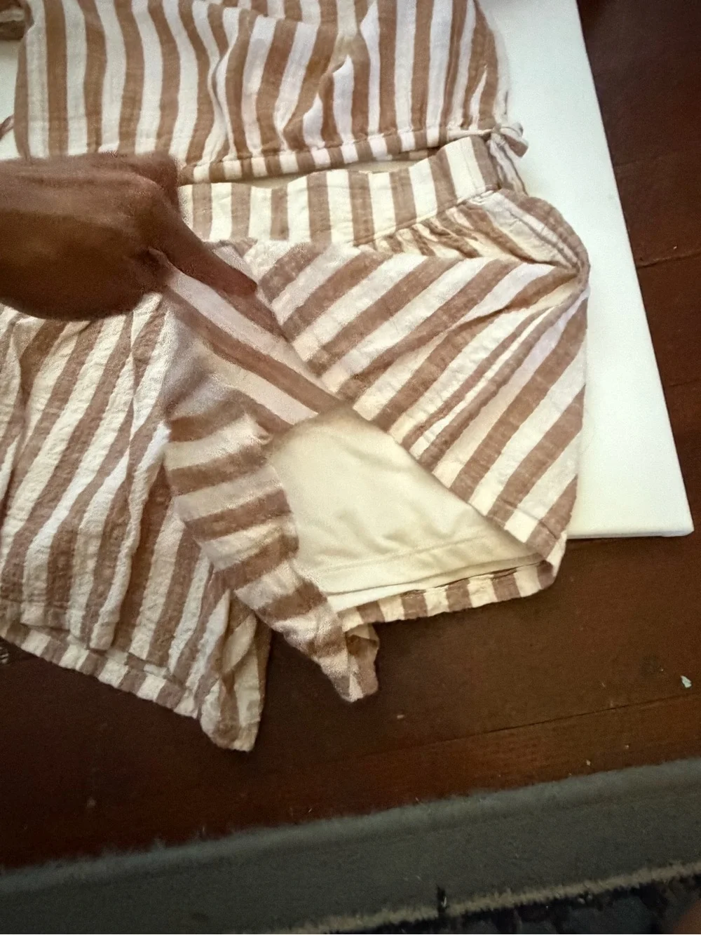 Old Navy Beige and White Striped Two-Piece Set